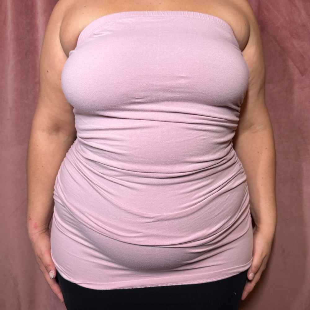 Strapless Ruched Tube Top in Dusty Pink